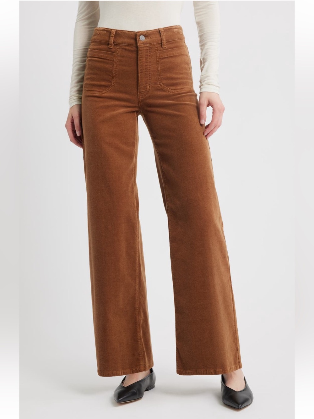 FRAME Le Slim Palazzo Patch Pocket High Waist Wide Leg Corduroy Pants